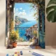 نقاشی با اعداد بزرگسال پنجره‌ای رو به دریا